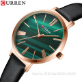 CURREN 9076 Charm Women's Wrist Watches Leather Small Dial Green Quartz Watch Luxury Gift For Wife Girlfriend Dress Ladies Watch